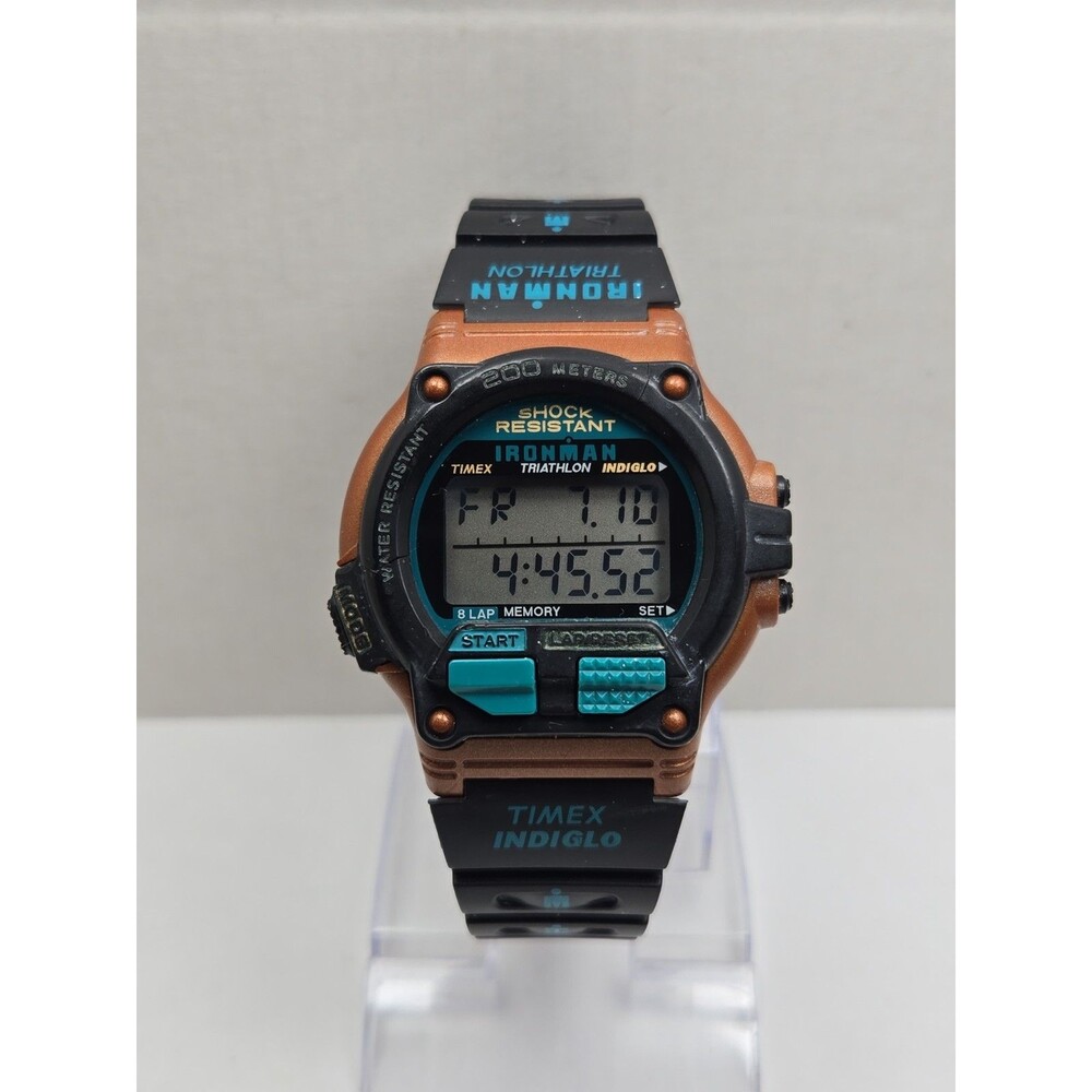 Vintage 1995 Timex Ironman Copper Digital 8Lap Watch Indiglo New Battery -  Read